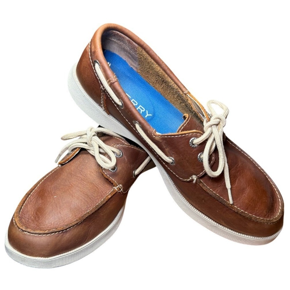 Sperry Top-Sider STS14511 Men's 9M Brown Leather Boat Shoes Memory Foam